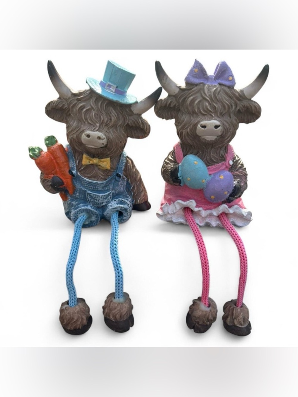 Easter Spring Highland Cows Shelf Sitter Figurines
